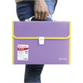 Папка-портфель пластиковая BRAUBERG "JOY", А4 (330х245х35 мм), 13 отделений, с окантовкой, фиолетовая, 227977 227977