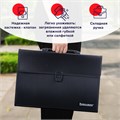 Папка-портфель пластиковая BRAUBERG А4+ (390х260х40 мм), 3 отделения, фактура линейная, черная, 221389 221389