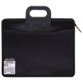Папка-портфель пластиковая BRAUBERG А4+ (390х320х120 мм), 4 отделения, фактура под дерево, черная, 221391 221391