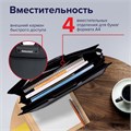 Папка-портфель пластиковая BRAUBERG А4+ (390х320х120 мм), 4 отделения, фактура под дерево, черная, 221391 221391