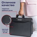 Папка-портфель пластиковая BRAUBERG А4+ (390х320х120 мм), 4 отделения, фактура под дерево, черная, 221391 221391