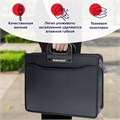 Папка-портфель пластиковая BRAUBERG А4+ (390х320х120 мм), 4 отделения, фактура под дерево, черная, 221391 221391