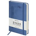 Ежедневник датированный 2025 А5 138x213 мм, BRAUBERG "Optimal", под кожу, резинка-фиксатор, держатель для ручки, синий, 115891 115891