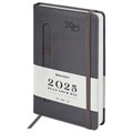 Ежедневник датированный 2025 А5 138x213 мм, BRAUBERG "Optimal", под кожу, резинка-фиксатор, держатель для ручки, серый, 115896 115896