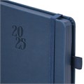Ежедневник датированный 2025, А5, 138х213 мм, BRAUBERG "Plain", под кожу, резинка, держатель для ручки, синий, 115916 115916