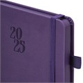 Ежедневник датированный 2025, А5, 138х213 мм, BRAUBERG "Plain", под кожу, резинка, держатель для ручки, фиолетовый, 115919 115919