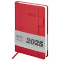 Ежедневник датированный 2025, А5, 138х213 мм, BRAUBERG "Pocket", под кожу, карман, держатель для ручки, красный, 115909 115909
