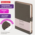 Ежедневник датированный 2025, А5, 143x218 мм, BRAUBERG "Journal", под кожу, застежка, органайзер, серый, 115881 115881