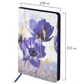 Ежедневник недатированный А5 (138х213 мм), BRAUBERG VISTA, под кожу, гибкий, 136 л., "Blue flowers", 112013 112013