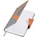 Ежедневник недатированный А5 138x213 мм BRAUBERG "Waves" под кожу, застежка 160 л., серый/оранжевый, 111877 111877