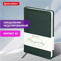 Ежедневник недатированный А5 138х213 мм BRAUBERG "Imperial" под кожу, 160 л., темно-зеленый, 111855 111855