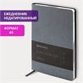 Ежедневник недатированный А5 138х213 мм BRAUBERG "Metallic", под кожу, 136 л., гибкий, графитовый, 113375 113375