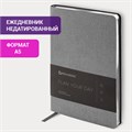 Ежедневник недатированный А5 138х213 мм BRAUBERG "Metallic", под кожу, 136 л., гибкий, серебряный, 113377 113377