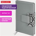 Ежедневник недатированный А5 138х213 мм, BRAUBERG "Safari", под кожу, магнит, 160 л., Snake, серый, 116594 116594