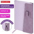 Ежедневник недатированный А5 138х213 мм, BRAUBERG "Stitch", под кожу, магнит, 160 л., розовый, 116589 116589