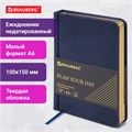 Ежедневник недатированный МАЛЫЙ ФОРМАТ 100x150 мм, А6, BRAUBERG "Iguana", под кожу, 160 л., синий, 114467 114467