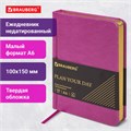 Ежедневник недатированный МАЛЫЙ ФОРМАТ 100x150 мм, А6, BRAUBERG Iguana под кожу, 160 л., розовый, 114469 114469