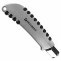 Нож канцелярский 18 мм BRAUBERG "Metallic", роликовый фиксатор, резиновые вставки, металл, 237159 237159