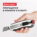 Нож канцелярский мощный 18 мм BRAUBERG "Heavy duty", автофиксатор, резиновые вставки, металл, 237158 237158