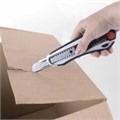 Нож канцелярский мощный 18 мм BRAUBERG "Heavy duty", автофиксатор, резиновые вставки, металл, 237158 237158
