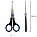 Ножницы BRAUBERG "Soft Grip", 140 мм, черно-синие, резиновые вставки, 3-х сторонняя заточка, 230760 230760