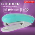 Степлер №10 BRAUBERG "Original", до 12 листов, с антистеплером, бирюзовый, 227765 227765