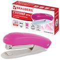 Степлер №10 BRAUBERG "Original", до 12 листов, с антистеплером, розовый, 227767 227767