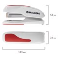Степлер №24/6, 26/6 BRAUBERG "Extra", до 30 листов, серо-красный, 229088 229088