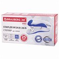 Степлер №24/6, 26/6 BRAUBERG "JET PRO", до 25 листов, эргономичный, бело-синий, 228584 228584