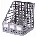 Лоток вертикальный для бумаг BRAUBERG "MAXI Plus", 240 мм, 3 отделения, сетчатый, сборный, серый, 237014 237014