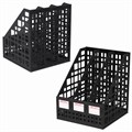 Лоток вертикальный для бумаг BRAUBERG "MAXI Plus", 240 мм, 3 отделения, сетчатый, сборный, черный, 237013 237013