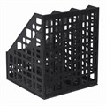 Лоток вертикальный для бумаг BRAUBERG "MAXI Plus", 240 мм, 3 отделения, сетчатый, сборный, черный, 237013 237013