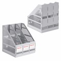 Лоток вертикальный для бумаг BRAUBERG "SMART-MAXI" (254х255х297 мм), 3 отделения, сетчатый, сборный, серый, 231524 231524