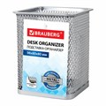 Подставка-органайзер BRAUBERG "Germanium", металлическая, квадратное основание, 98х80х80 мм, серебристая, 231939 231939