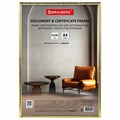 Рамка 21х30 см золотистая, пластик, багет 8 мм, BRAUBERG "Slim", плотный задник с ножкой, акриловый экран, 391315 391315