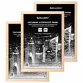 Рамка 21х30 см небьющаяся, КОМПЛЕКТ 3 шт., багет 14 мм дерево, BRAUBERG "Elegant", цвет натуральное дерево, 391357 391357