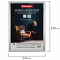 Рамка 21х30 см со стеклом, багет 14 мм пластик, BRAUBERG "HIT2", матовое серебро, 391318 391318