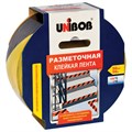 Клейкая лента разметочная 50 мм х 50 м, желто-черная, UNIBOB, основа-ПВХ, европодвес, 48905 604162