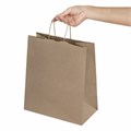 Крафт-пакет бумажный 22х12х25 см, КОМПЛЕКТ 50 шт., крученые ручки, плотность 90 г/м2, LAIMA ECO CRAFT, 609684 609684