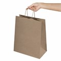 Крафт-пакет бумажный 26х15х35 см, КОМПЛЕКТ 50 шт., крученые ручки, плотность 90 г/м2, LAIMA ECO CRAFT, 609686 609686