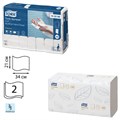Полотенца бумажные 110 штук, TORK (Система H2) Premium, КОМПЛЕКТ 21 штука, 2-слойные, белые, 21х34, Interfold, 100288 124550