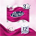 Бумага туалетная бытовая, спайка 12 шт., 3-слойная (12х16,8 м), PAPIA, белая, 5080722 112051
