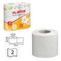Бумага туалетная бытовая, спайка 4 шт., 2-х слойная, (4х19 м), LAIMA, белая, 126904 126904