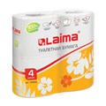 Бумага туалетная бытовая, спайка 4 шт., 2-х слойная, (4х19 м), LAIMA, белая, 126904 126904