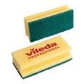 Губки VILEDA "Виледа", комплект 10 шт., для любых поверхностей, желтые, зеленый абразив, 7х15 см, 101397 602096