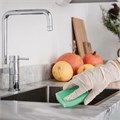 Губки бытовые MAXI, 27х96х64 мм, КОМПЛЕКТ 10 шт., поролон/абразив, для посуды/уборки, LAIMA, К0003, 601552 601552