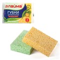 Губки бытовые, 20х95х65 мм, КОМПЛЕКТ 2 шт., ЦЕЛЛЮЛОЗНЫЕ (губчатые) для посуды/уборки, LAIMA, К1000, 601590 601590