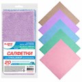 Салфетки из МИКРОФИБРЫ ПЛЮШЕВОЙ 30х30 см, КОМПЛЕКТ 20 шт., PASTEL, ассорти, 250 г/м2, LAIMA HOME, 608444 608444