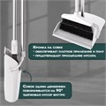 Совок для мусора + щетка на длинных рукоятках 77 см (металл), бело-серый, разборный, LAIMA, 608947 608947