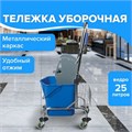 Тележка уборочная BRABIX, 1 съемное ведро 25 л, механический отжим, корзина, металлический каркас, синяя, 601498 601498